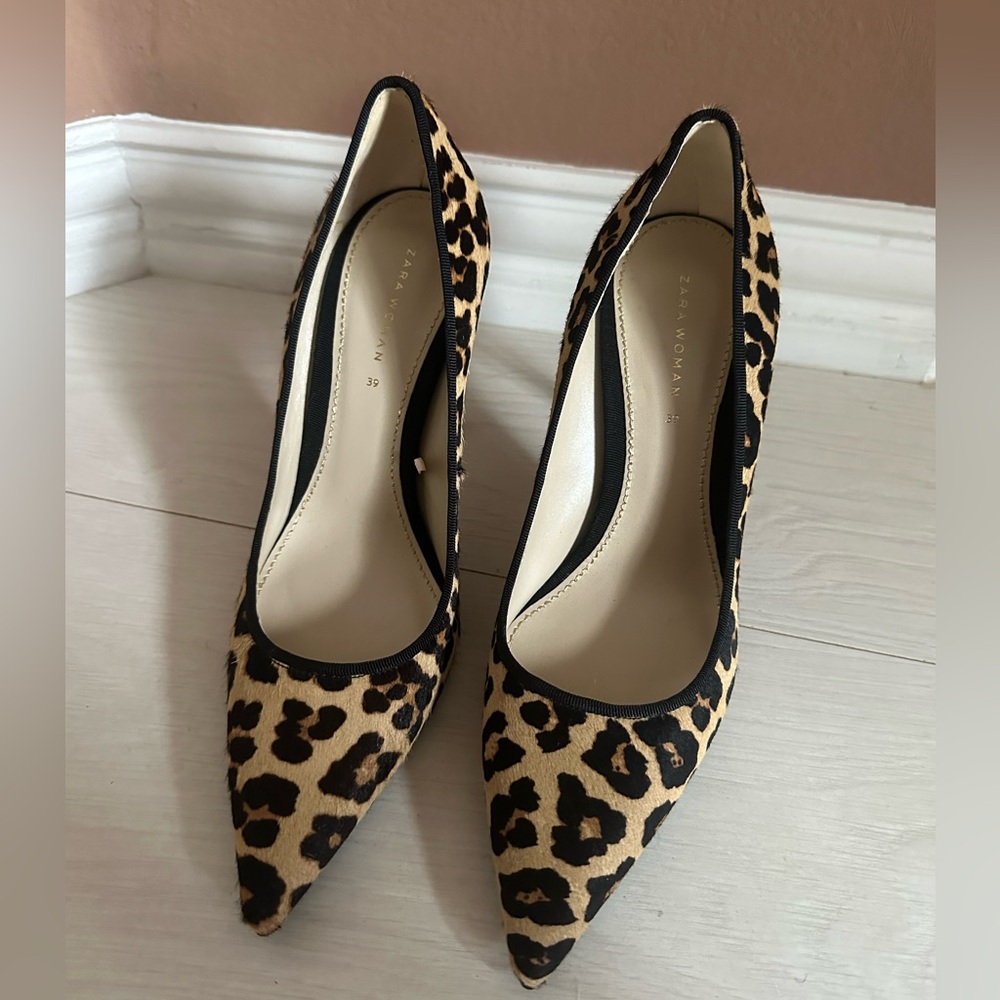 Zara Woman Leopard Print Stiletto Pumps – Size 39 (US 8)